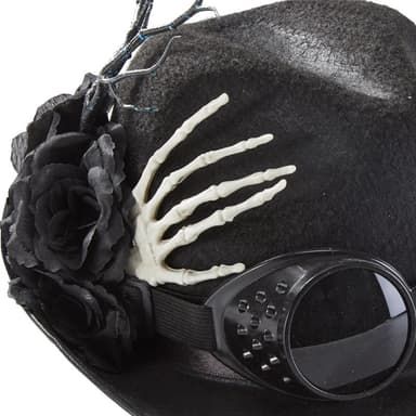Steampunk Top Black Hat Retro Goggles Skeleton Hand - image 3