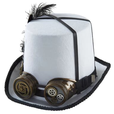 Vintage White Steampunk Top Hat Gear - image 1