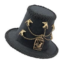Steampunk Black Retro Mini Top Hat Lolita Birds
