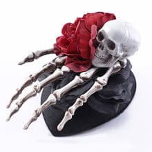 SteamPunk Mini Top Hat With Skeleton Hand Black
