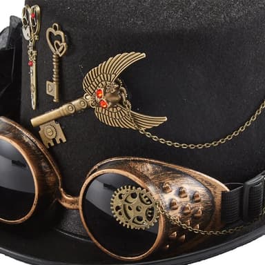 Fedora Steampunk Top Hat Gears Goggles - image 6