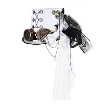Steampunk Top Hat Goggles White Color - image 1