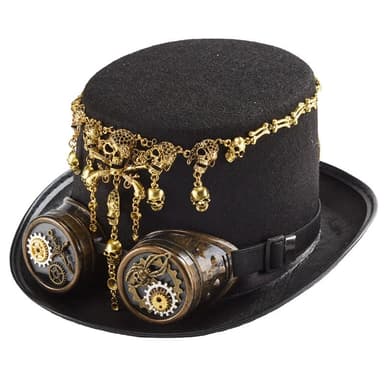 Steampunk Top Hat Retro Goggles Punk Skull - image 1