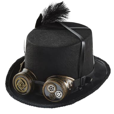 Vintage White Steampunk Top Hat Gear - image 3