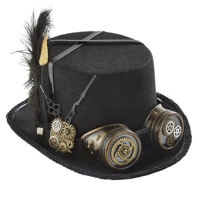 Vintage White Steampunk Top Hat Gear - image 4