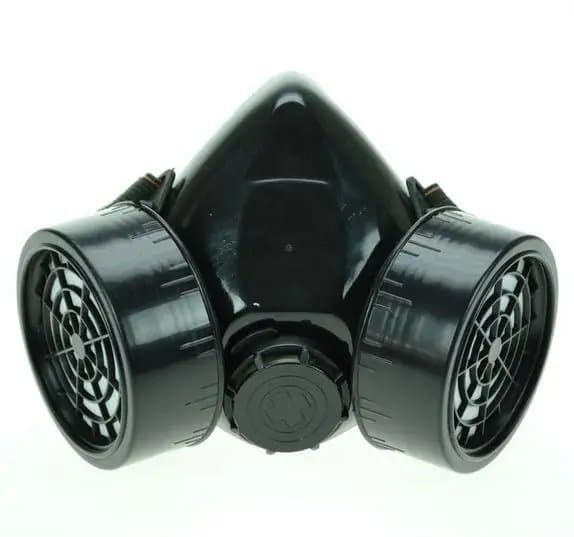 Steampunk Cyber Gas Mask Respirator 2 Canisters 1 Valve Black