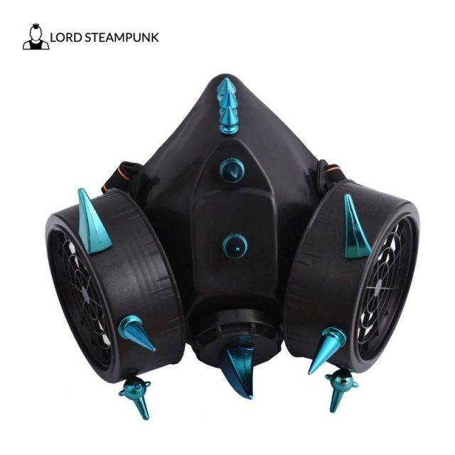 Punk Blue Rivets Gas Mask Respirator Lord Steampunk 9718
