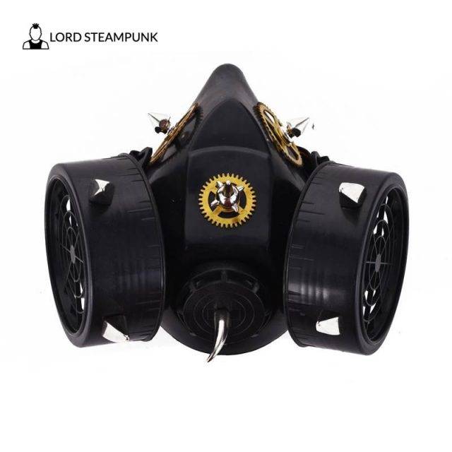 Cybepunk Black Respirator 2 Canisters 1 Valve Rave | Lord Steampunk