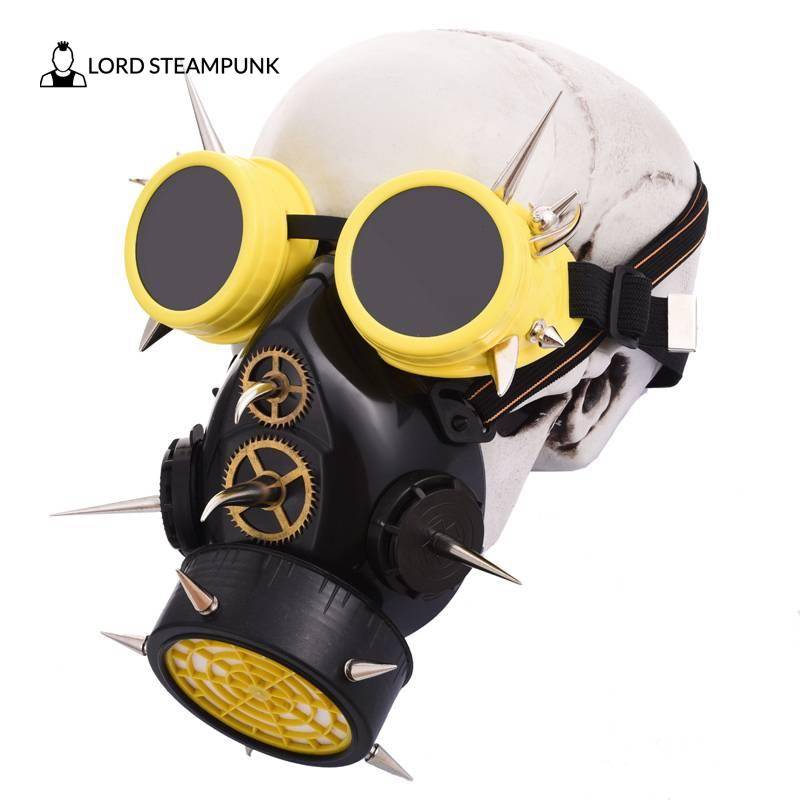 Cyberpunk Burning Man Rivets Goggles Spike Gas Mask Lord Steampunk 9581
