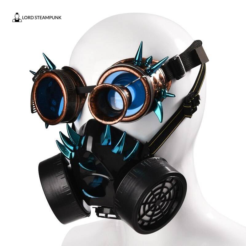 Cyber Steam Punk Retro Rivets Mask With Goggles Lord Steampunk 9618