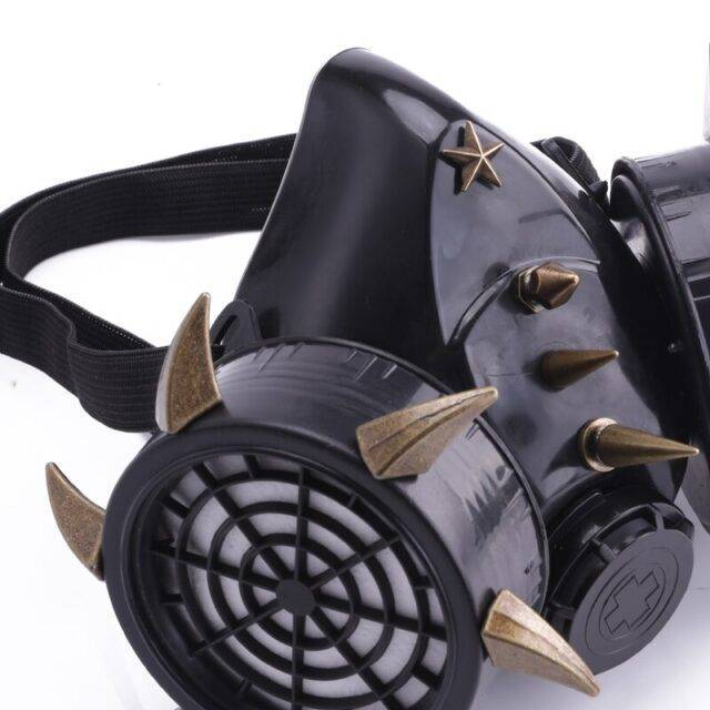 Metal Rivets Cyber Punk Gas Mask Respirator Lord Steampunk 0763
