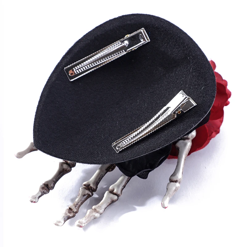 Anime Hat Steam Punk Mini Top Hat With Skeleton Hand Hair Accessories Anime Cosplay Women Hair Clips With Flowers Black Hat Anime Hat Steam Punk Mini Top Hat With Skeleton Hand Hair Accessories Anime Cosplay Women Hair Clips With Flowers Black Hat
