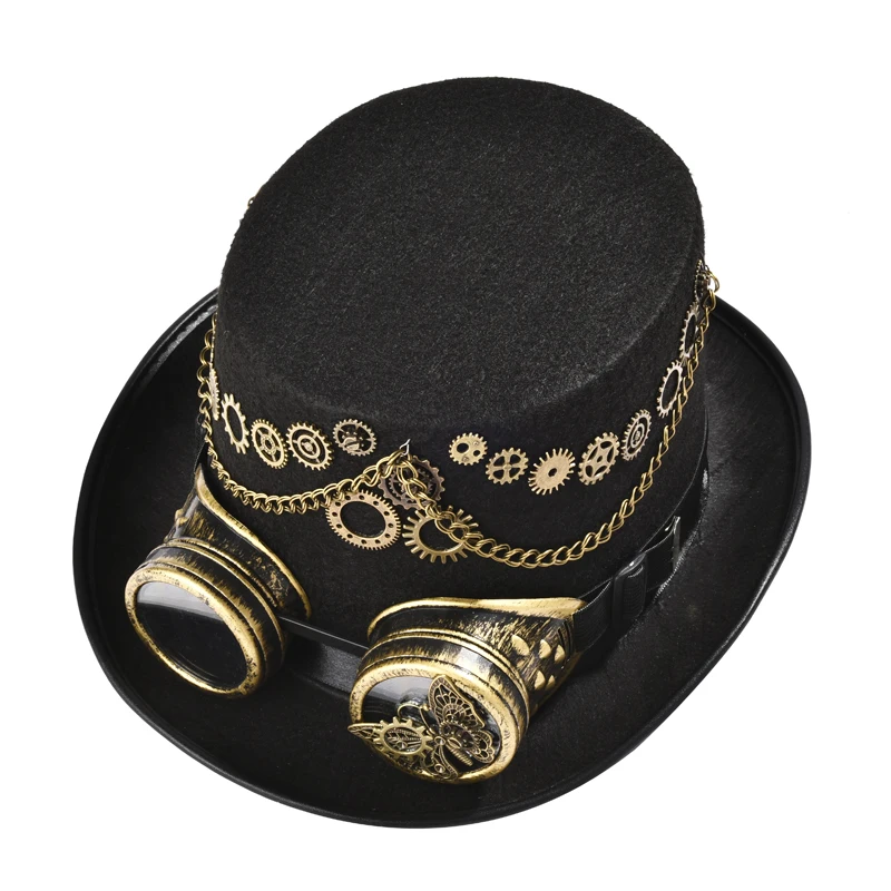 DIY Fedora Hat Steampunk Hat For Women Steam Punk Gear Top Hat Men Millinery Goggles Chain Butterfly Cogs Handmade Hats DIY Fedora Hat Steampunk Hat For Women Steam Punk Gear Top Hat Men Millinery Goggles Chain Butterfly Cogs Handmade Hats