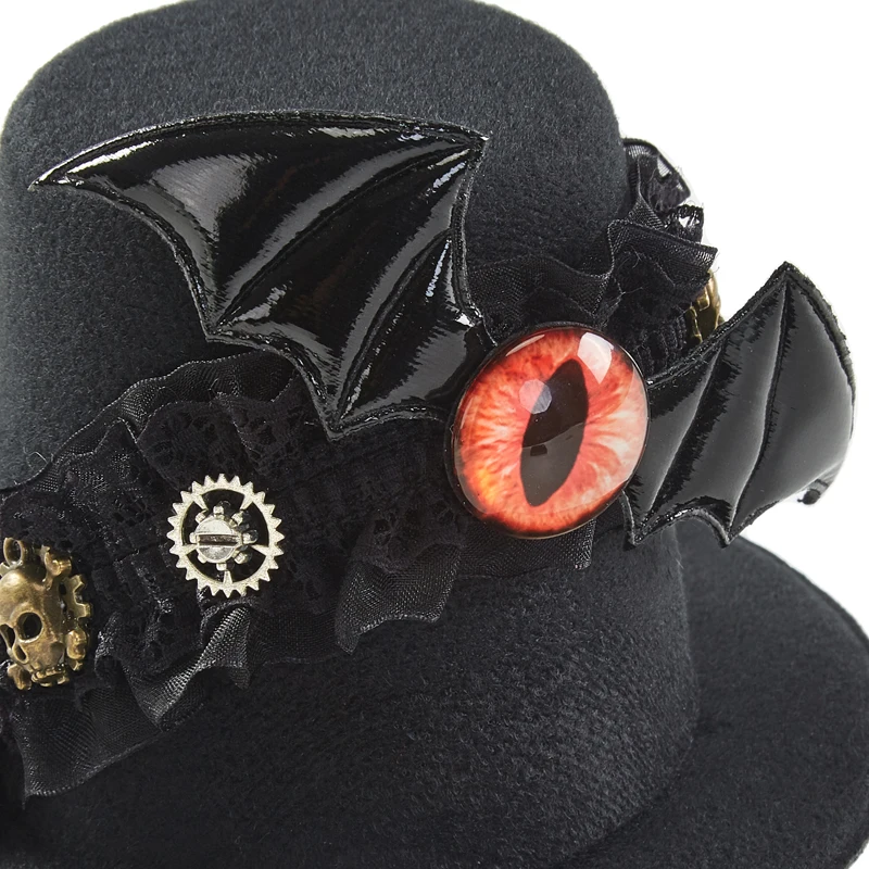 Gothic Gears Lace Bat Wing Mini Hat Steampunk Hair Clip Retro Fedora Hat Halloween Cosplay Party Mini Top Hats Gothic Gears Lace Bat Wing Mini Hat Steampunk Hair Clip Retro Fedora Hat Halloween Cosplay Party Mini Top Hats