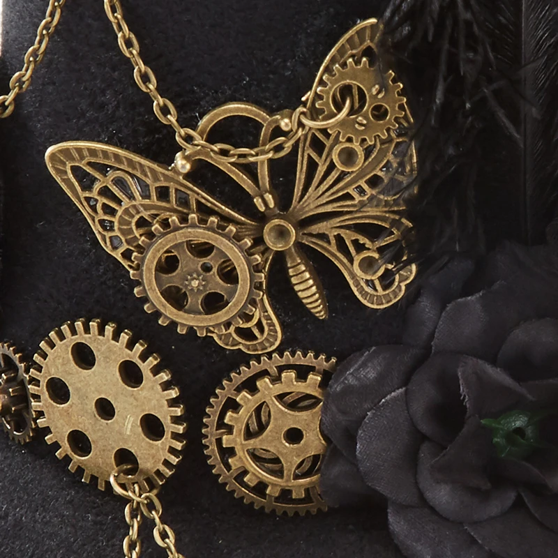 Gothic Punk Black Mini Top Hat Hairpin Women Butterfly Gears Chain Veil Hats Fascinator Costume Headpiece Gothic Punk Black Mini Top Hat Hairpin Women Butterfly Gears Chain Veil Hats Fascinator Costume Headpiece