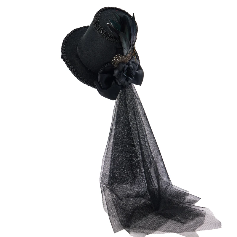 Halloween Punk Mini Top Hat Steampunk Gears Chain Feather Bowknot Small Hats Cosplay Hair Clip Halloween Punk Mini Top Hat Steampunk Gears Chain Feather Bowknot Small Hats Cosplay Hair Clip