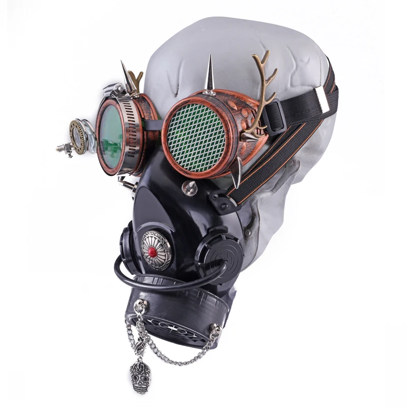 Halloween Steampunk Mask Goggles Set Anime Cosplay Fashion Popular Antlers Glasses Retro Masks With Skull Chain Carnival Party Halloween Steampunk Mask Goggles Set Anime Cosplay Fashion Popular Antlers Glasses Retro Masks With Skull Chain Carnival Party