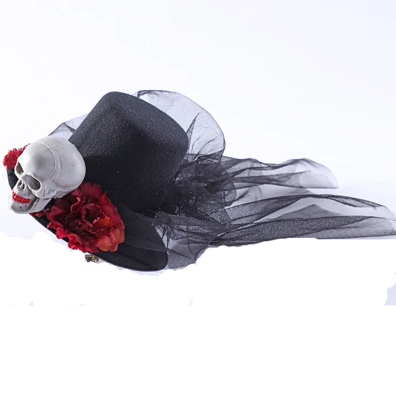 Hats Steam Punk Mini Top Hat Women Fedora With Skull Hair Clip Lolita Vintage Hat Flowers Hair Accessories For Women Halloween Hats Steam Punk Mini Top Hat Women Fedora With Skull Hair Clip Lolita Vintage Hat Flowers Hair Accessories For Women Halloween