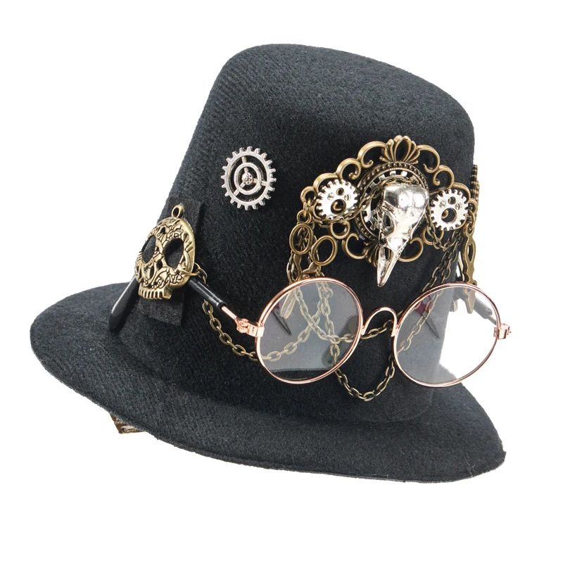 Lolita Punk Vintage Mini Top Hat Gothic Retro Glasses Gears Chain Pet Hats Decors Headwear Lolita Punk Vintage Mini Top Hat Gothic Retro Glasses Gears Chain Pet Hats Decors Headwear