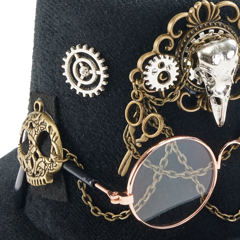 Lolita Punk Vintage Mini Top Hat Gothic Retro Glasses Gears Chain Pet Hats Decors Headwear Lolita Punk Vintage Mini Top Hat Gothic Retro Glasses Gears Chain Pet Hats Decors Headwear