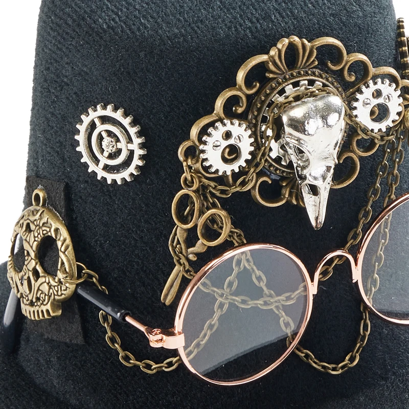 Lolita Punk Vintage Mini Top Hat Gothic Retro Glasses Gears Chain Pet Hats Decors Headwear Lolita Punk Vintage Mini Top Hat Gothic Retro Glasses Gears Chain Pet Hats Decors Headwear
