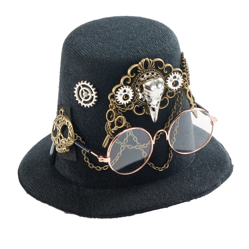 Lolita Punk Vintage Mini Top Hat Gothic Retro Glasses Gears Chain Pet Hats Decors Headwear Lolita Punk Vintage Mini Top Hat Gothic Retro Glasses Gears Chain Pet Hats Decors Headwear