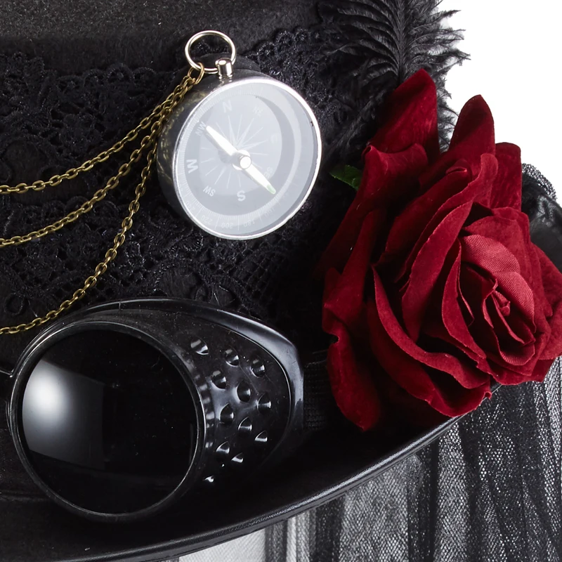 Men Women Cosplay Hat Steampunk Top Hats Magic Hat Punk Gear Chains Rose fedora With Veil Men Women Cosplay Hat Steampunk Top Hats Magic Hat Punk Gear Chains Rose fedora With Veil