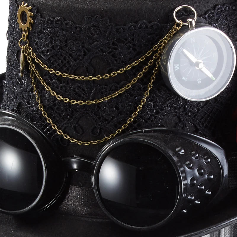 Men Women Cosplay Hat Steampunk Top Hats Magic Hat Punk Gear Chains Rose fedora With Veil Men Women Cosplay Hat Steampunk Top Hats Magic Hat Punk Gear Chains Rose fedora With Veil
