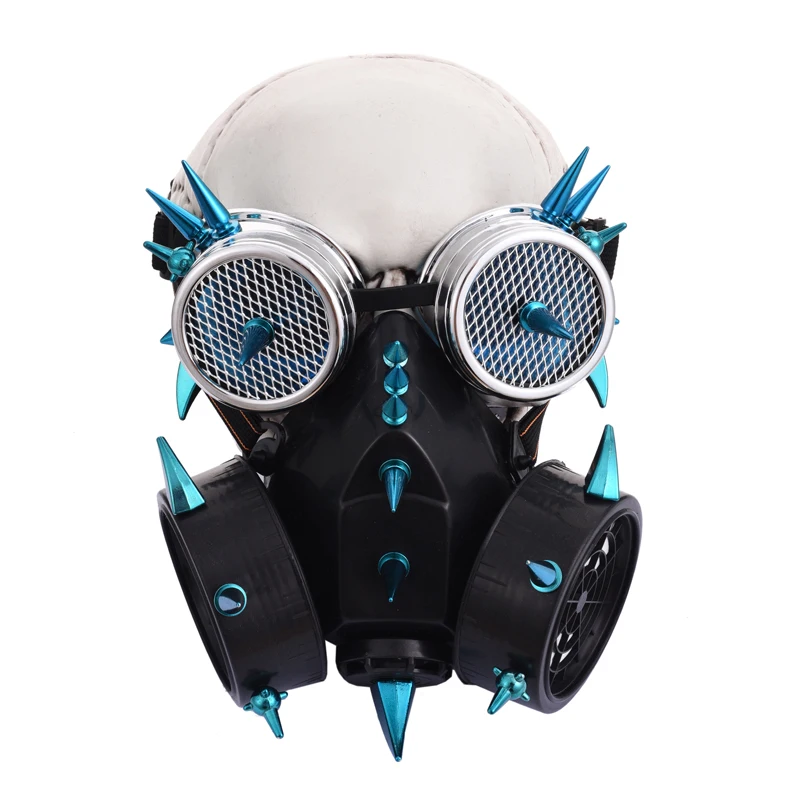 Punk Gothic Blue Spikes Respirator Masks Steampunk Gas Mask Goggles Women /Men Cosplay Props Halloween Costume Accessories Punk Gothic Blue Spikes Respirator Masks Steampunk Gas Mask Goggles Women /Men Cosplay Props Halloween Costume Accessories