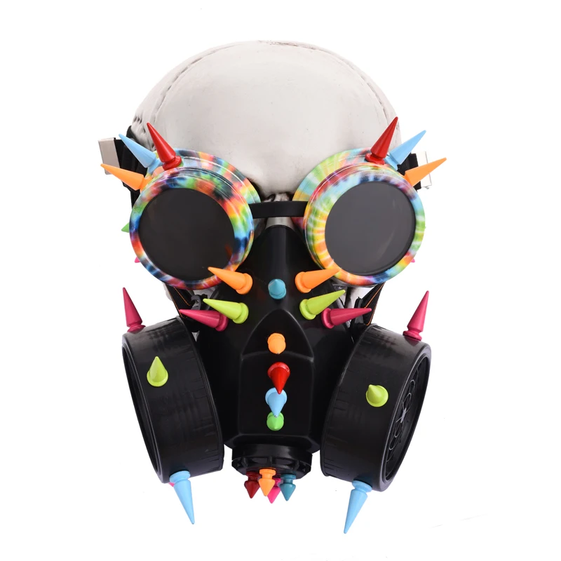 Retro Men Women Colorful Rivets Goggles Gas Mask for Cosplay Gothic Rock Spikes Glasses Respirator Masks Costumes Accessory Retro Men Women Colorful Rivets Goggles Gas Mask for Cosplay Gothic Rock Spikes Glasses Respirator Masks Costumes Accessory