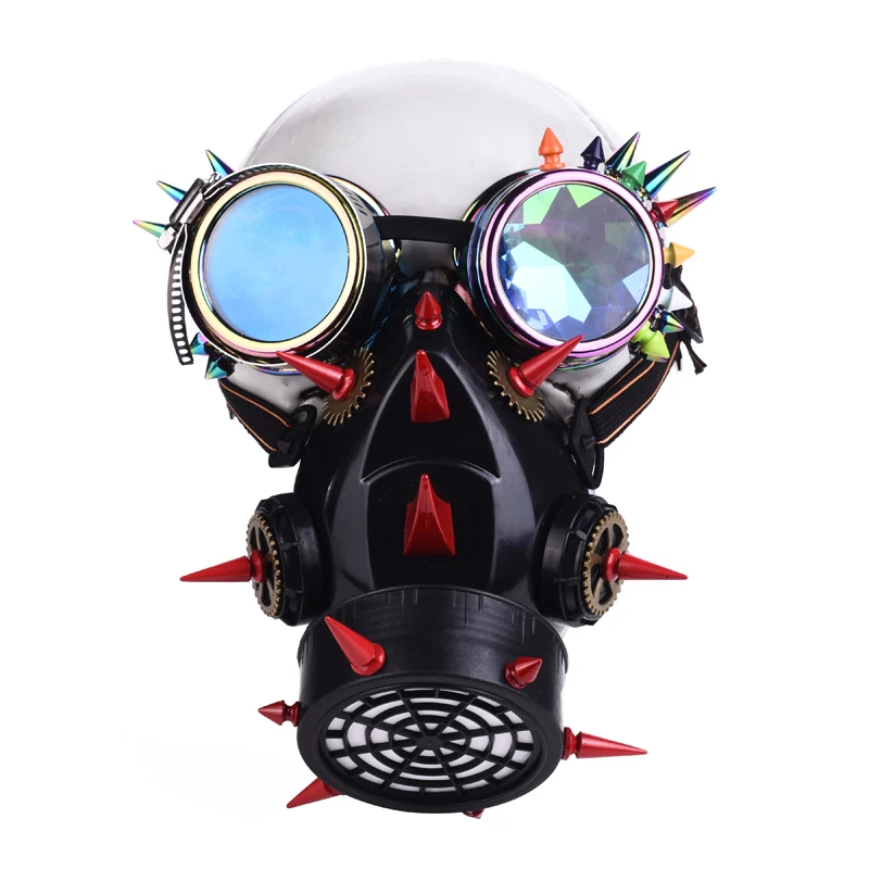 Retro Men Women Steampunk Blue Rivet Goggles Gas Mask for Cosplay Gothic Punk Rock Spikes Glasses Respirator Period Costumes Retro Men Women Steampunk Blue Rivet Goggles Gas Mask for Cosplay Gothic Punk Rock Spikes Glasses Respirator Period Costumes