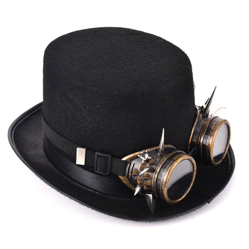 Retro Spikes Goggles Top Hat Punk Steampunk Lolita Cosplay Rivet Glasses Hat Fedoras Hat Goth Retro Spikes Goggles Top Hat Punk Steampunk Lolita Cosplay Rivet Glasses Hat Fedoras Hat Goth