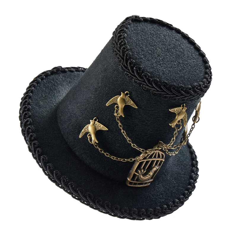 Steampunk Black Retro Mini Hat Gothic Lolita Birds Chain Hats Fascinator Party Photograph Party Decor Hat Hair Clip Steampunk Black Retro Mini Hat Gothic Lolita Birds Chain Hats Fascinator Party Photograph Party Decor Hat Hair Clip