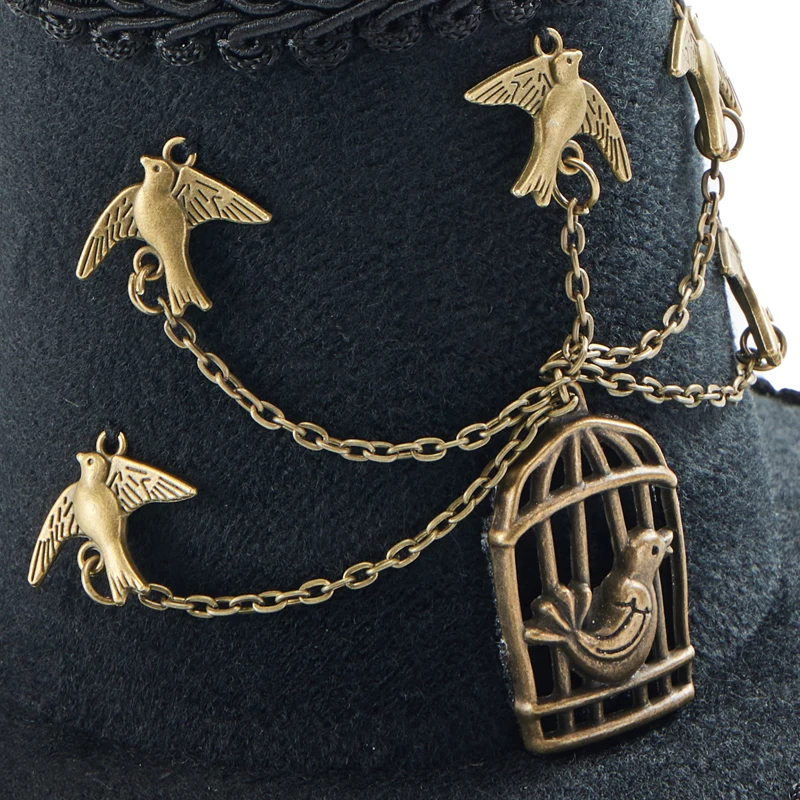 Steampunk Black Retro Mini Hat Gothic Lolita Birds Chain Hats Fascinator Party Photograph Party Decor Hat Hair Clip Steampunk Black Retro Mini Hat Gothic Lolita Birds Chain Hats Fascinator Party Photograph Party Decor Hat Hair Clip
