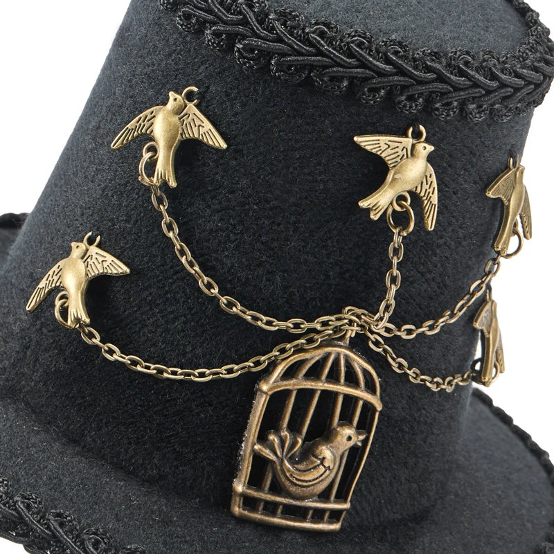 Steampunk Black Retro Mini Hat Gothic Lolita Birds Chain Hats Fascinator Party Photograph Party Decor Hat Hair Clip Steampunk Black Retro Mini Hat Gothic Lolita Birds Chain Hats Fascinator Party Photograph Party Decor Hat Hair Clip
