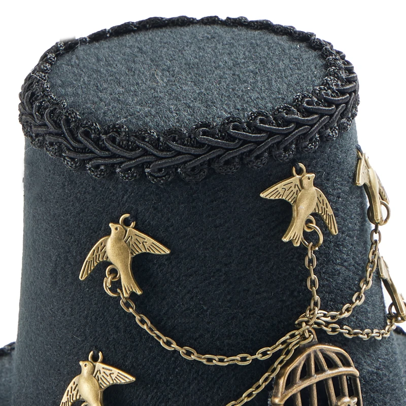 Steampunk Black Retro Mini Hat Gothic Lolita Birds Chain Hats Fascinator Party Photograph Party Decor Hat Hair Clip Steampunk Black Retro Mini Hat Gothic Lolita Birds Chain Hats Fascinator Party Photograph Party Decor Hat Hair Clip