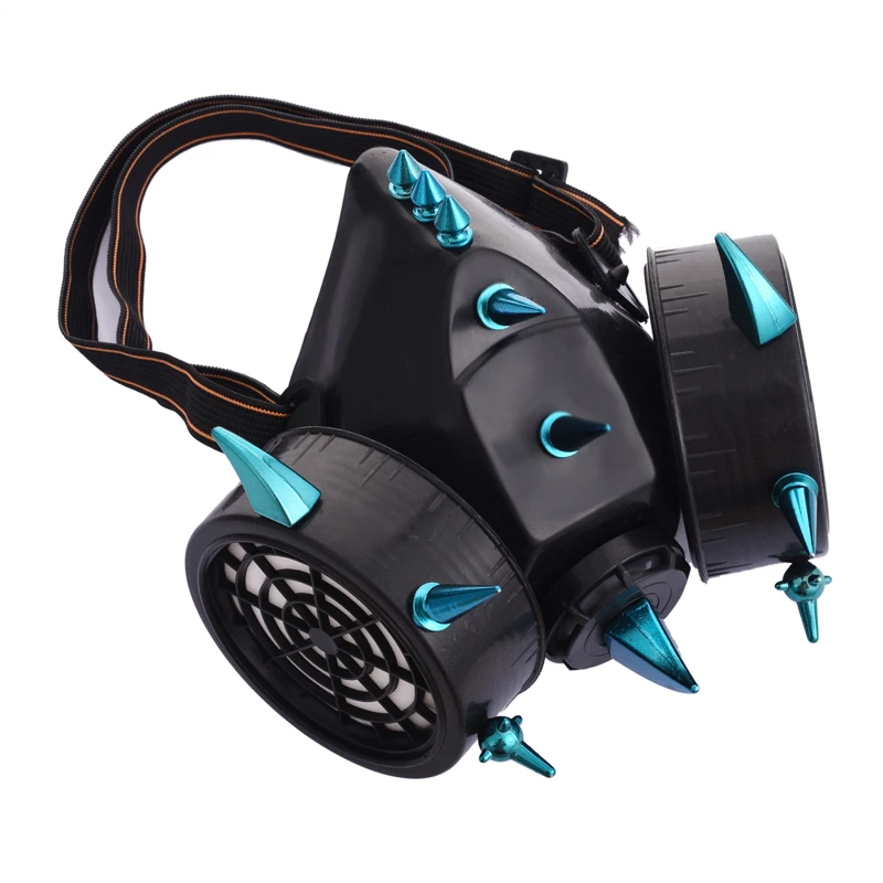 Steampunk Blue Spikes Mask Rivet Gas Respirator Steampunk Blue Spikes Mask Rivet Gas Respirator