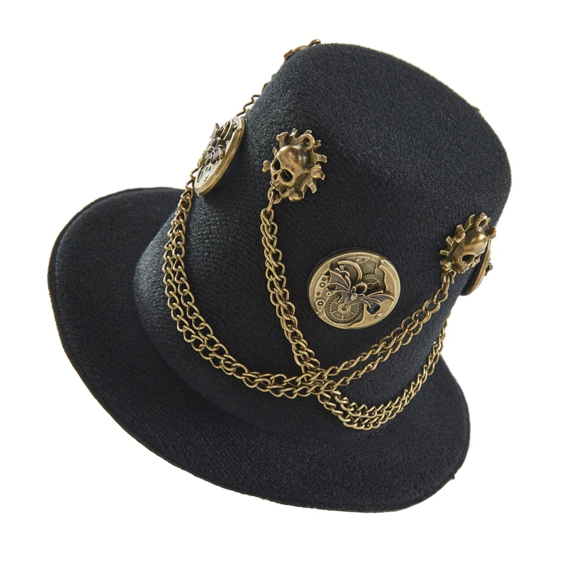 Steampunk Fascinator Gothic Retro Chain Clock Cogs Mini Top Hat Lolita Hair Clips Party Photograh Headwear Steampunk Fascinator Gothic Retro Chain Clock Cogs Mini Top Hat Lolita Hair Clips Party Photograh Headwear