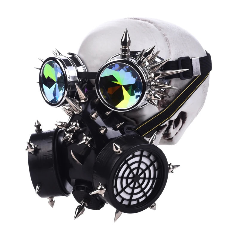 Steampunk Fully-Studed Mask with Rivet Goggles Cosplay Fancy Mask Exclusive Gothic Retro Rock Halloween Mask & Glasses Steampunk Fully-Studed Mask with Rivet Goggles Cosplay Fancy Mask Exclusive Gothic Retro Rock Halloween Mask & Glasses