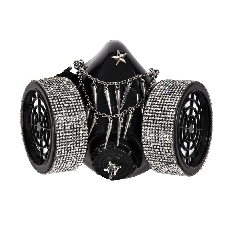 Steampunk Gas Mask Crystal Spikes Chain Respirator Steampunk Gas Mask Crystal Spikes Chain Respirator