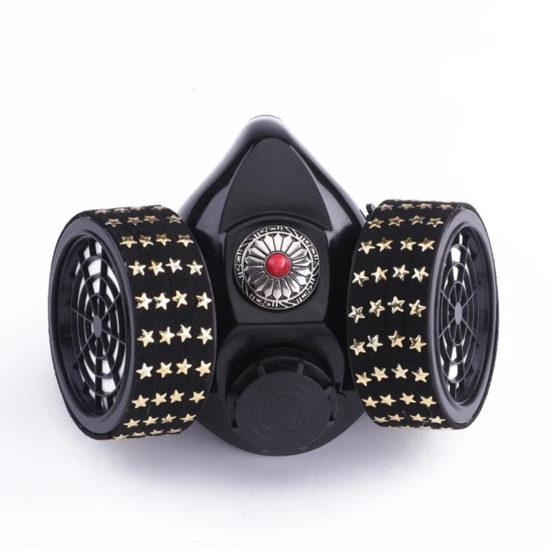 Steampunk Gas Mask Retro Respirator 2 Canisters 1 Valve Black Steampunk Gas Mask Retro Respirator 2 Canisters 1 Valve Black