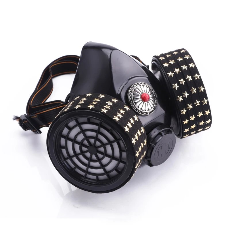 Steampunk Gas Mask Retro Respirator 2 Canisters 1 Valve Black Steampunk Gas Mask Retro Respirator 2 Canisters 1 Valve Black