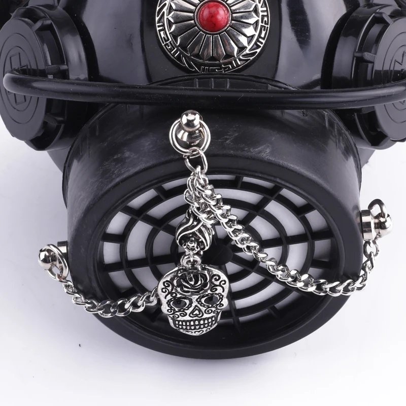 Steampunk Gas Mask With Skull 1 Canister 2 Valves Steampunk Gas Mask With Skull 1 Canister 2 Valves