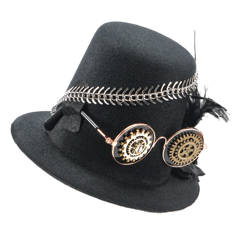 Steampunk Hair Accessories Lolita Gears Glasses Chain Feather Mini Top Hat Vintage Retro Small Hat Fascinator Steampunk Hair Accessories Lolita Gears Glasses Chain Feather Mini Top Hat Vintage Retro Small Hat Fascinator