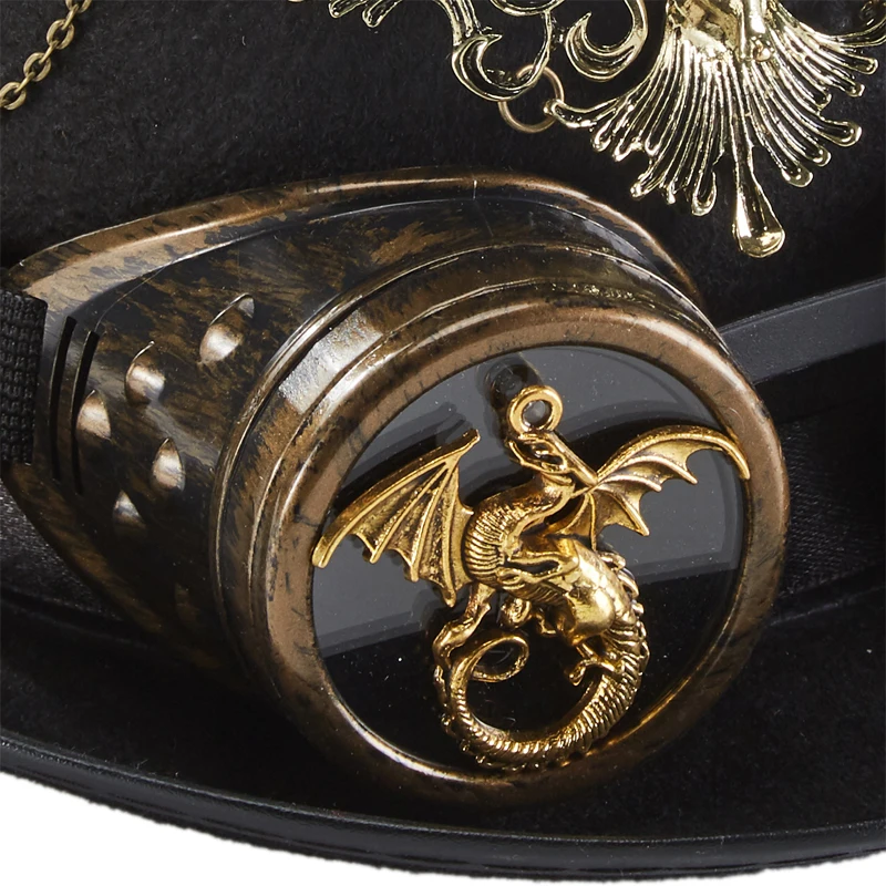 Steampunk Hat Elk Gears Chain Top Hat Vintage Halloween Deer Head Fedora Costume Party Goggles Hats Steampunk Hat Elk Gears Chain Top Hat Vintage Halloween Deer Head Fedora Costume Party Goggles Hats