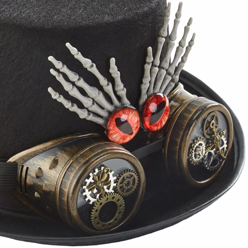 Steampunk Men Women Hat With Goggles Gothic Skeleton Hands Top Hat Jazz Hat Carnival Nightclub Hats Steampunk Men Women Hat With Goggles Gothic Skeleton Hands Top Hat Jazz Hat Carnival Nightclub Hats