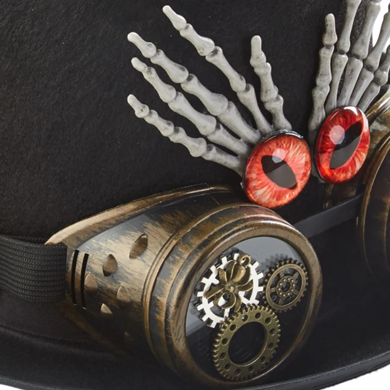 Steampunk Men Women Hat With Goggles Gothic Skeleton Hands Top Hat Jazz Hat Carnival Nightclub Hats Steampunk Men Women Hat With Goggles Gothic Skeleton Hands Top Hat Jazz Hat Carnival Nightclub Hats