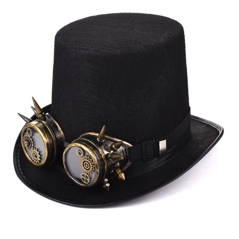 Steampunk Men Women Steampunk Top Hat Gears Spike Goggles Cosplay Costume Gothic Hat Black Steampunk Men Women Steampunk Top Hat Gears Spike Goggles Cosplay Costume Gothic Hat Black