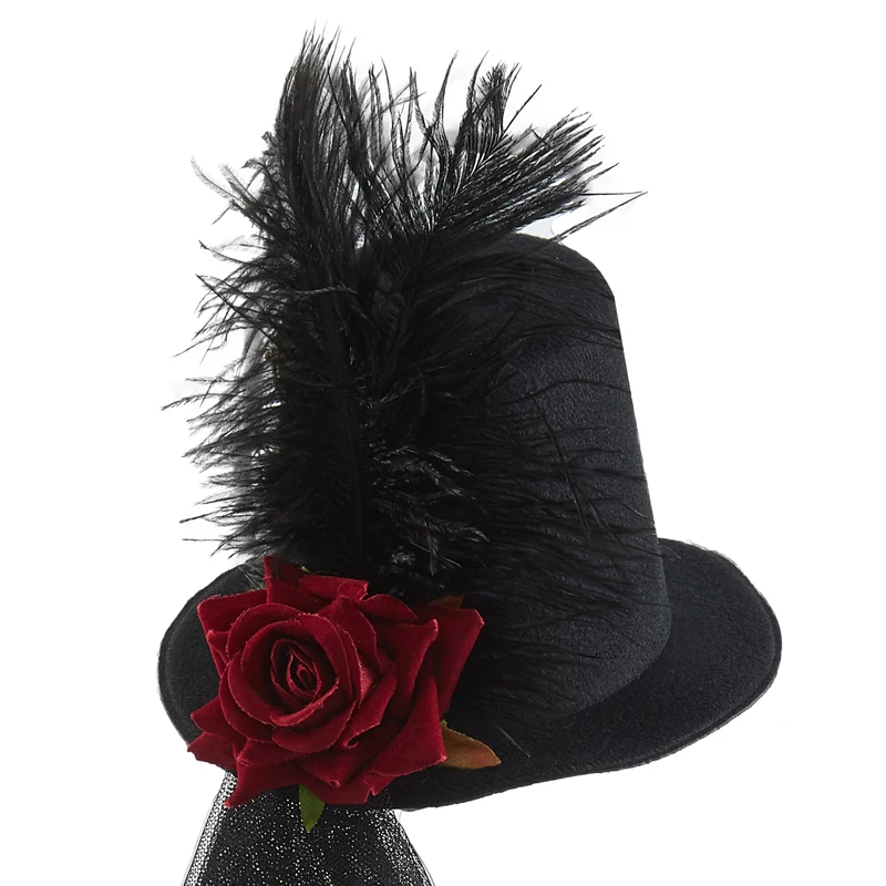 Steampunk Mini Hat Halloween Party Gothic Gears Mini Top Hat with Lace Leather Rose Hair Clip Steampunk Mini Hat Halloween Party Gothic Gears Mini Top Hat with Lace Leather Rose Hair Clip