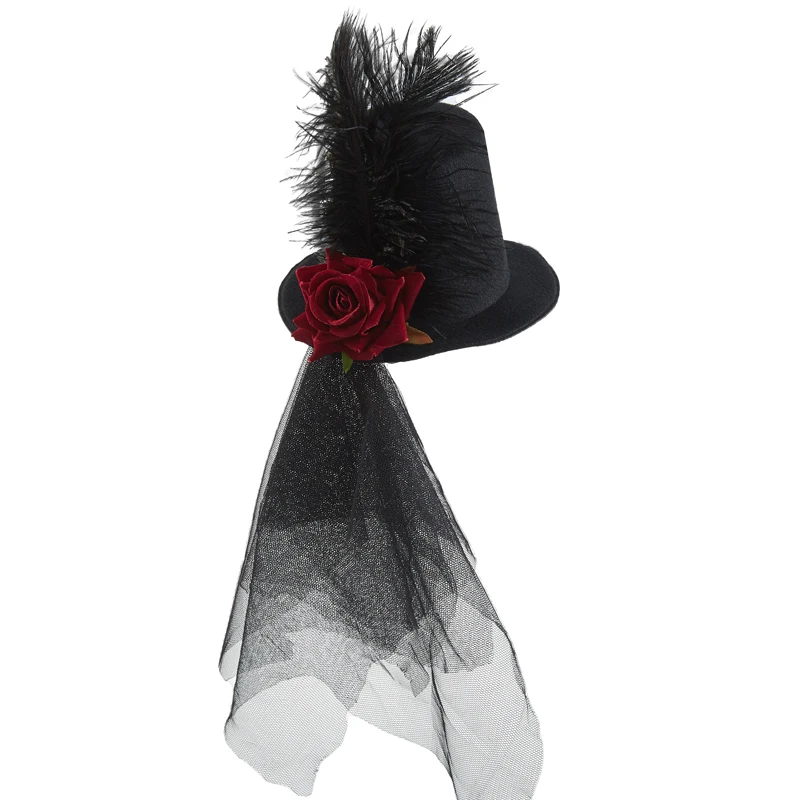Steampunk Mini Hat Halloween Party Gothic Gears Mini Top Hat with Lace Leather Rose Hair Clip Steampunk Mini Hat Halloween Party Gothic Gears Mini Top Hat with Lace Leather Rose Hair Clip